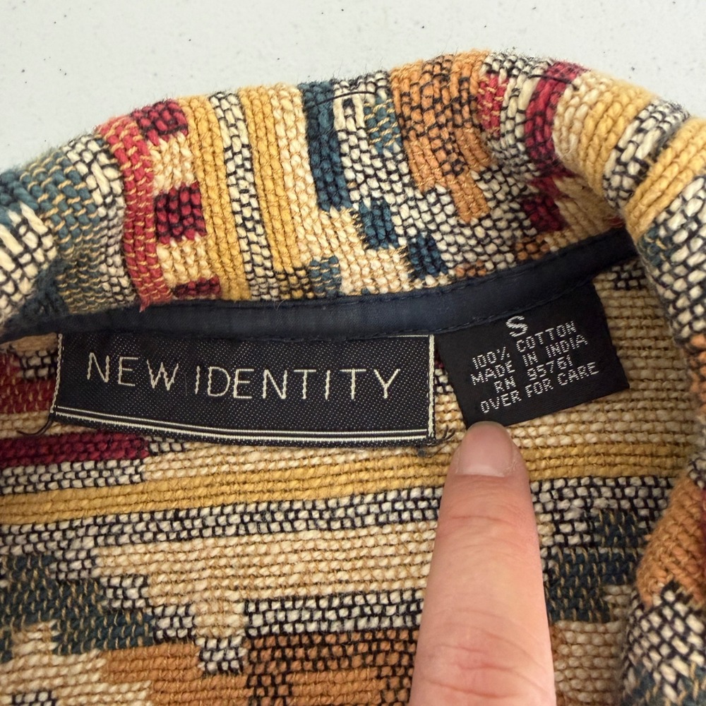 Southwestern Geometric Tapestry Blazer Jacket Womens Small Button Front Retro - Picture 7 of 12